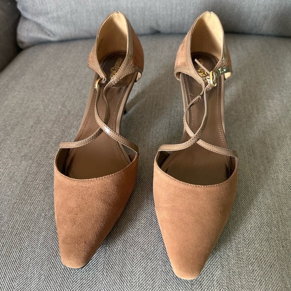 Women Shoes Taupe Suede Patent Leather East Fifth New With Defects With Box 7.5M - Picture 6 of 13